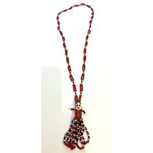 VINTAGE GLASS SEED BEAD NATIVE AMERICAN MEXICAN GIRL FIGURE Hand Made NECKLACE